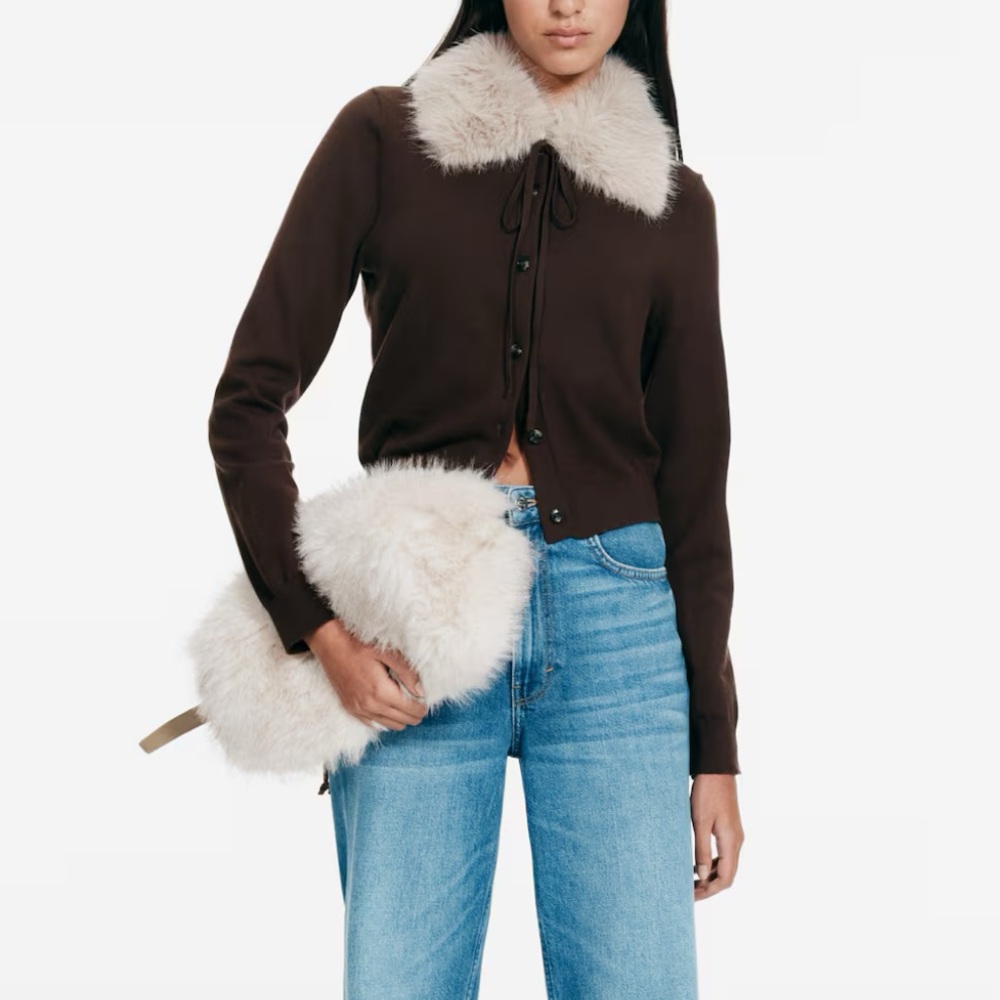 H&M Fluffy Fur Shoulder Bag Beige NWT - Picture 2 of 4